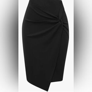 NWT Iris Plus Size Black Classic Tulip Hip Pencil Skirt Twist Knot Front - 3XL